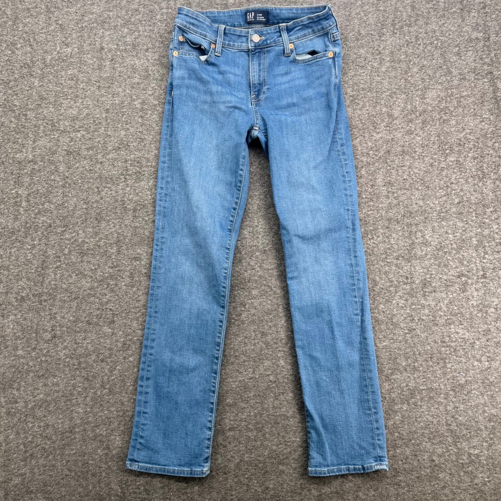GAP Denim Classic Straight Leg Jeans Womens 2/26R Medium Wash Blue Stretch